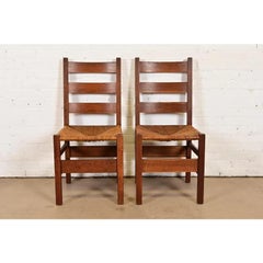 Gustav Stickley Antique Mission Oak Arts & Crafts Dining Chairs, Pair