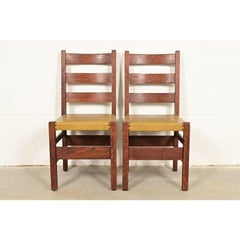 Gustav Stickley Antique Mission Oak Arts & Crafts Dining Chairs, Pair