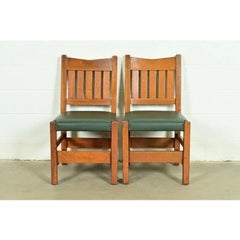 Gustav Stickley Antique Mission Oak Arts & Crafts Dining Chairs, Pair