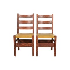 Gustav Stickley Antique Mission Oak Arts & Crafts Dining Chairs, Pair