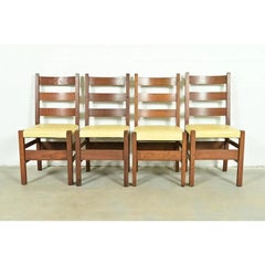 Gustav Stickley Sillas de Comedor Antiguas Mission Arts & Crafts de Roble, Juego de Cuatro