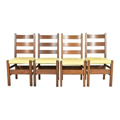 Gustav Stickley Sillas de Comedor Antiguas Mission Arts & Crafts de Roble, Juego de Cuatro