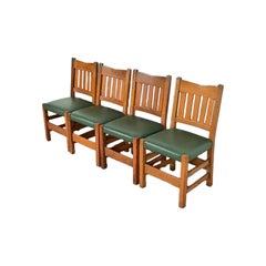 Gustav Stickley Antique Mission Oak Arts & Crafts Dining Chairs, Set of Four