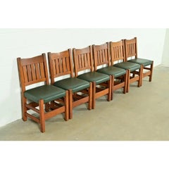 Gustav Stickley Antique Mission Oak Arts & Crafts Dining Chairs, Set of Six