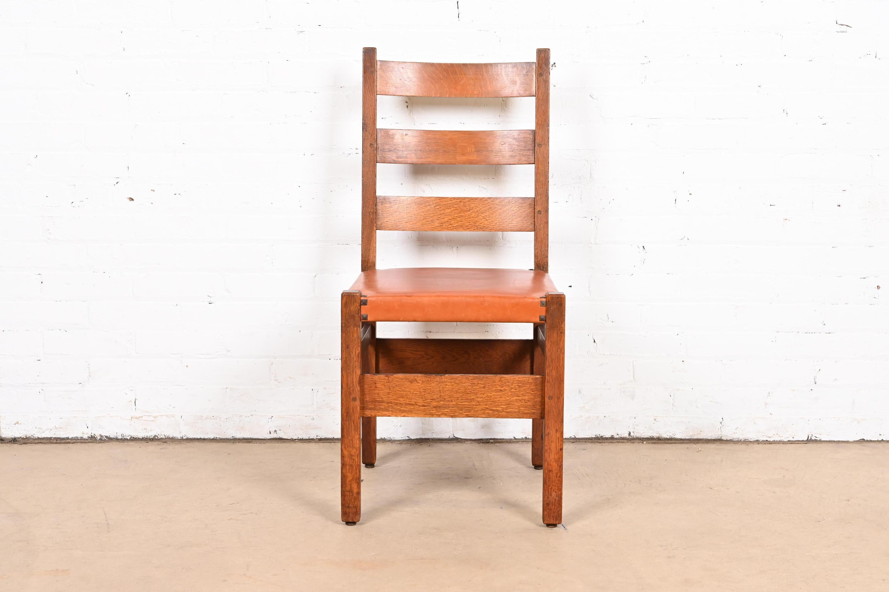 20th Century Gustav Stickley Antique Mission Oak Arts & Crafts Dining Chairs, Set of Six