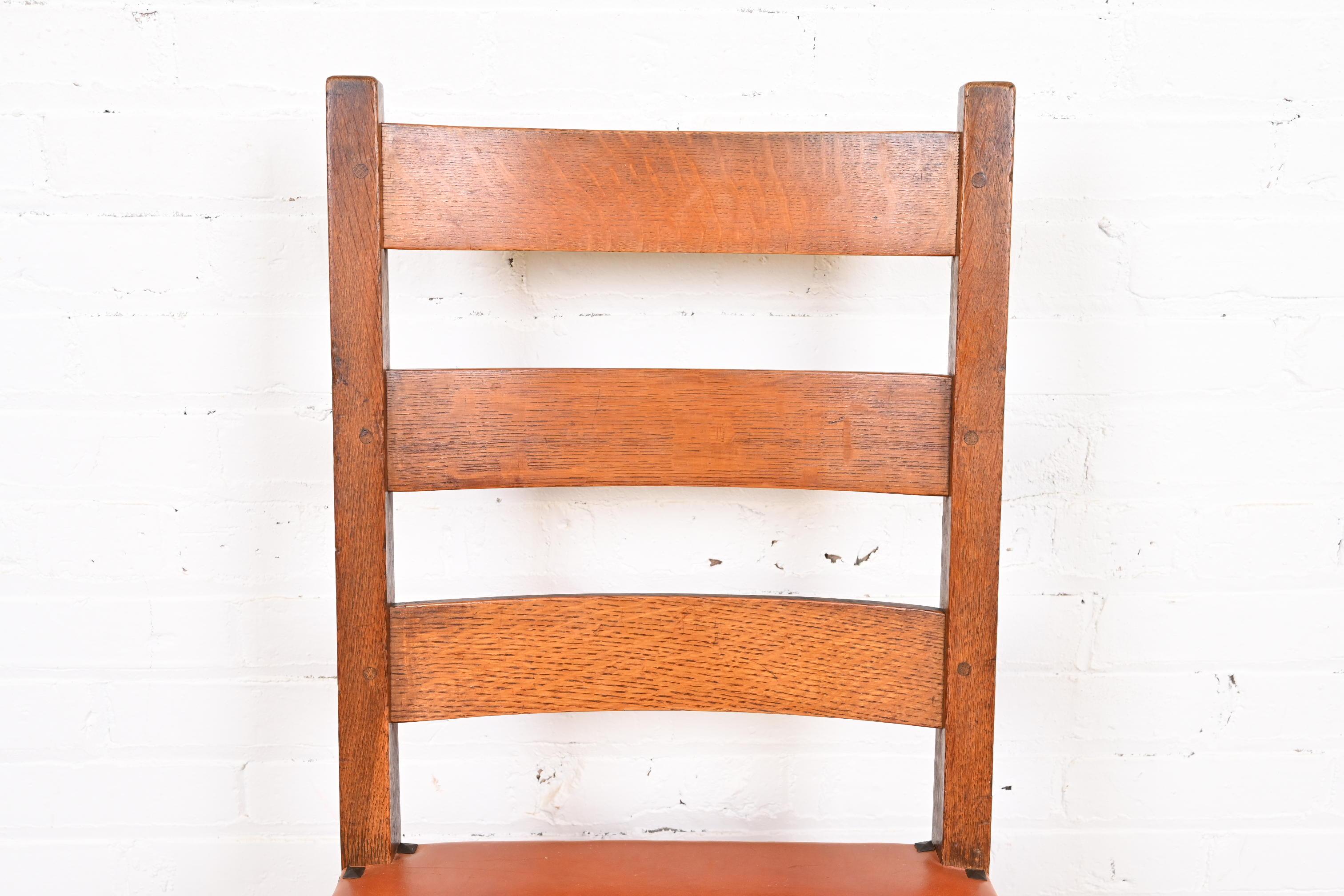 Gustav Stickley Antique Mission Oak Arts & Crafts Dining Chairs, Set of Six 2