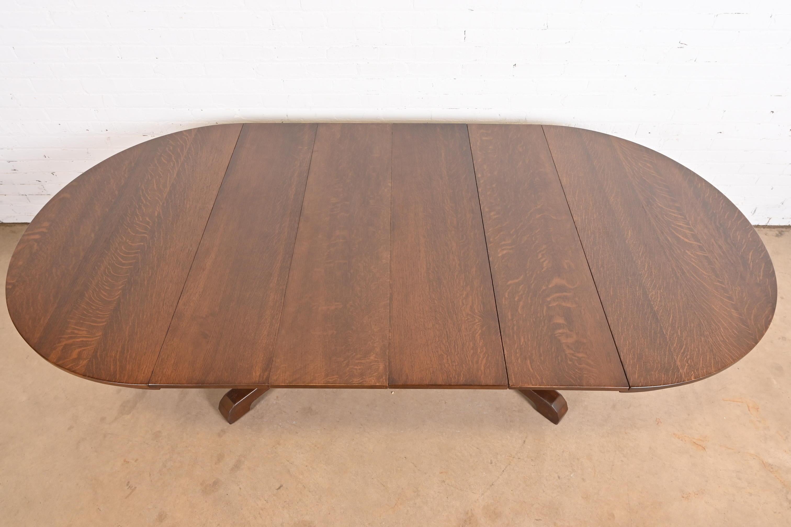 Tavolo da pranzo Mission Arts & Crafts di Gustav Stickley, rifinito con legno di quercia in vendita 3