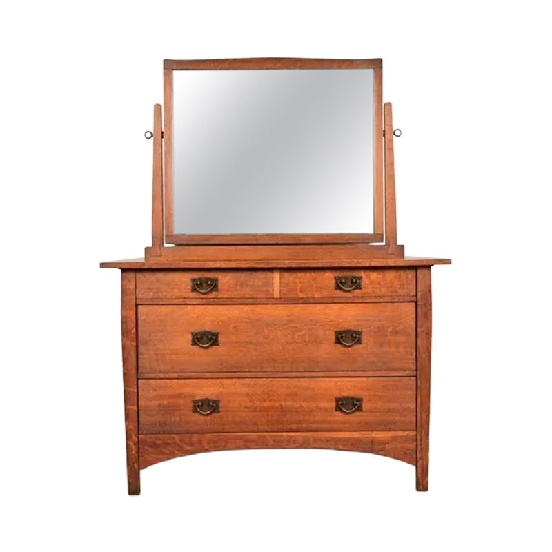 Gustav Stickley Antike Mission Arts & Crafts Eiche Kommode, CIRCA 1910 im Angebot