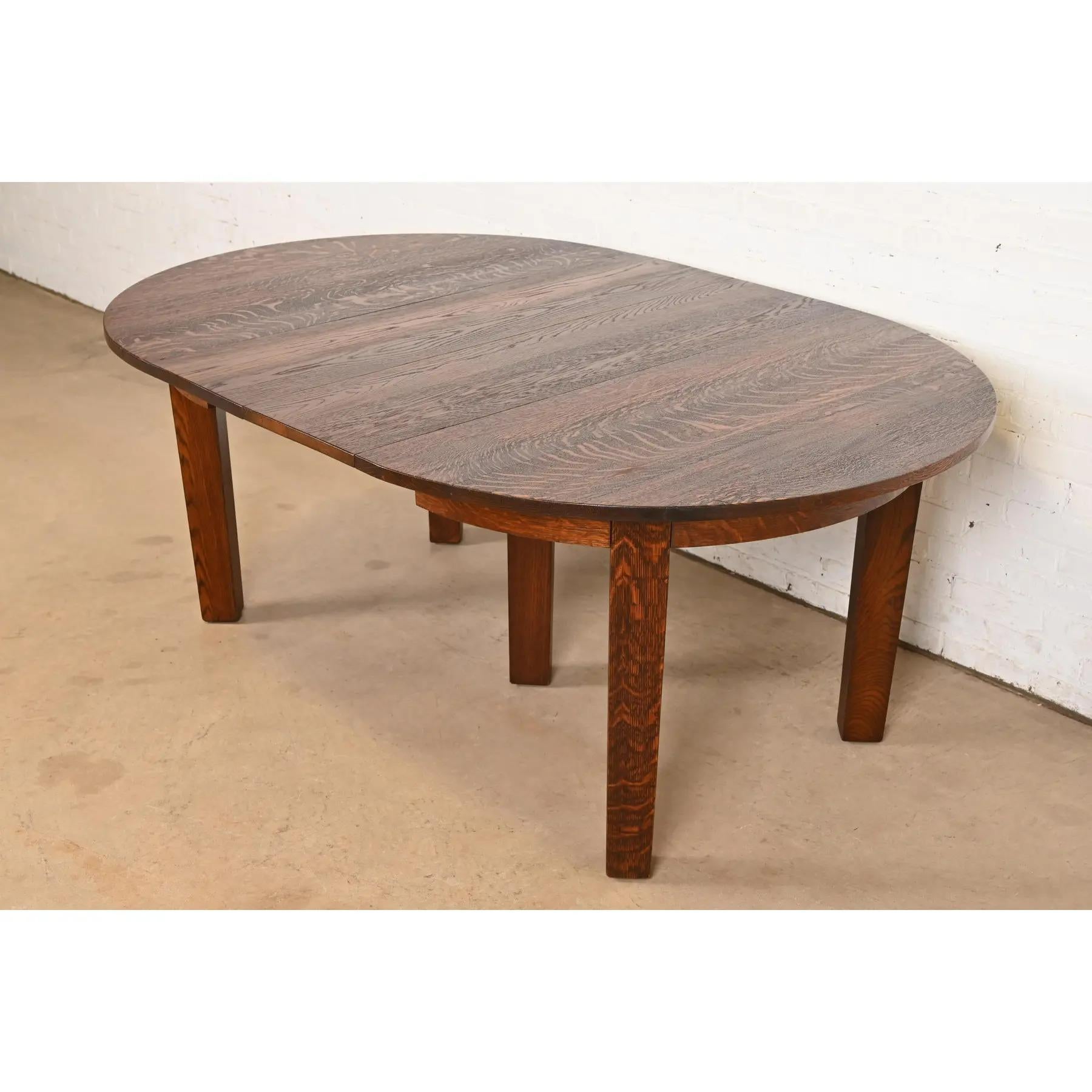 Tavolo da pranzo allungabile in quercia Mission Arts & Crafts di Gustav Stickley in vendita 3