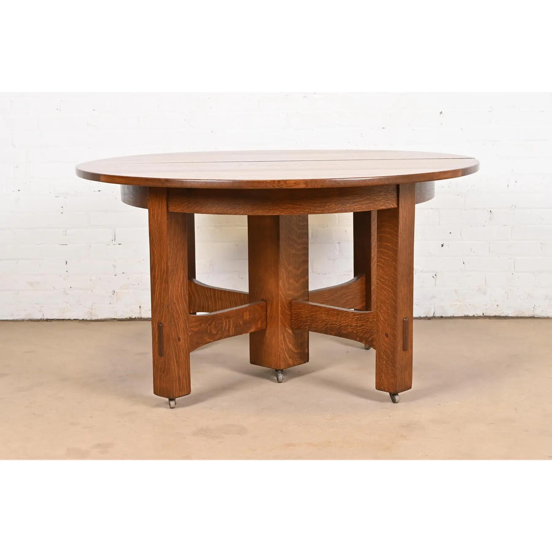 Gustav Stickley Antiker Missions-Esstisch aus Eiche im Arts & Crafts-Stil im Angebot 4