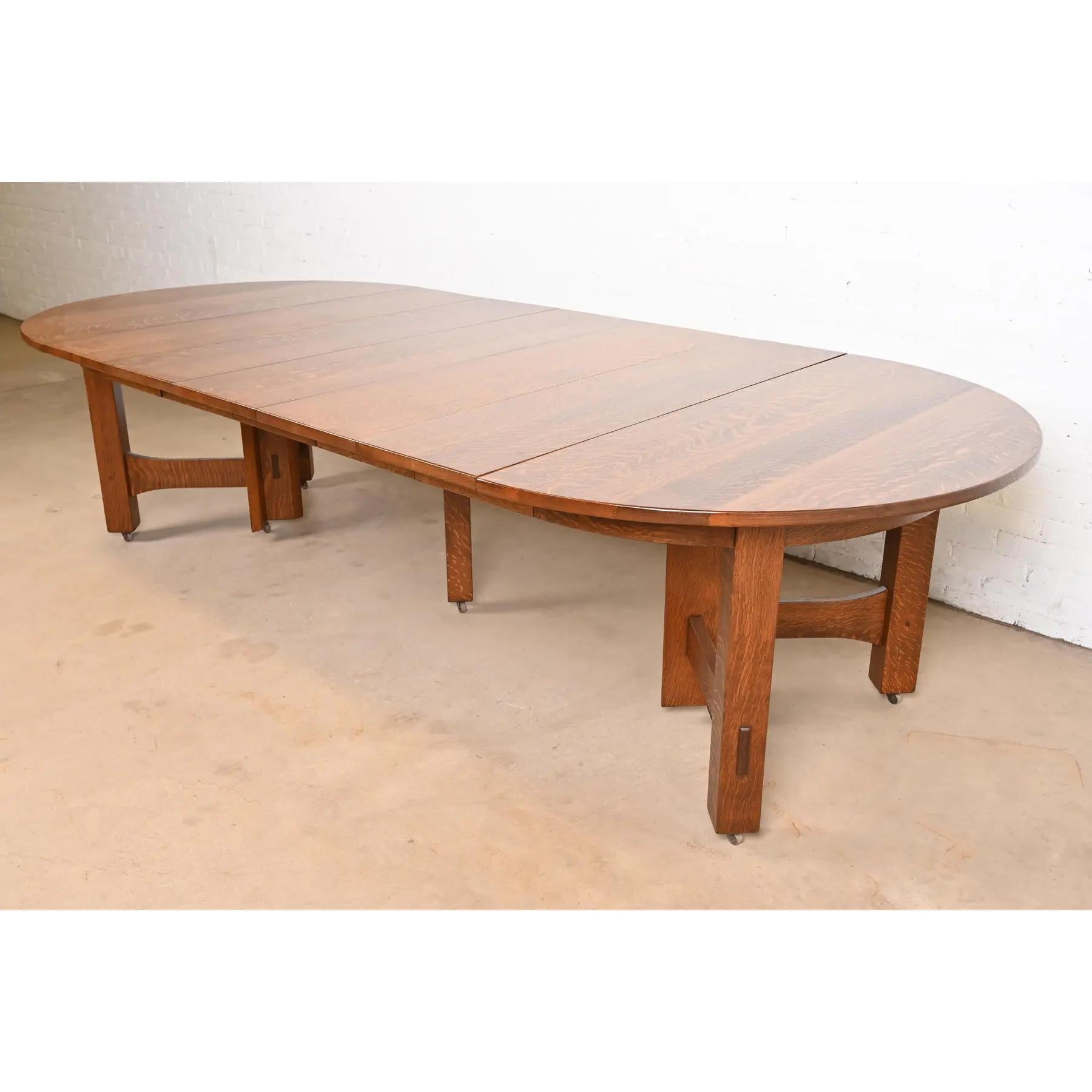 Gustav Stickley Antiker Missions-Esstisch aus Eiche im Arts & Crafts-Stil (Arts and Crafts) im Angebot