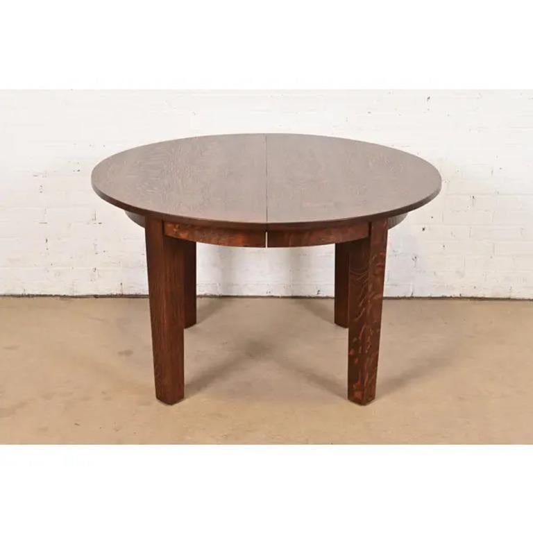 Arts and Crafts Gustav Stickley Antique Mission Oak Arts & Crafts Table à manger à rallonge en vente