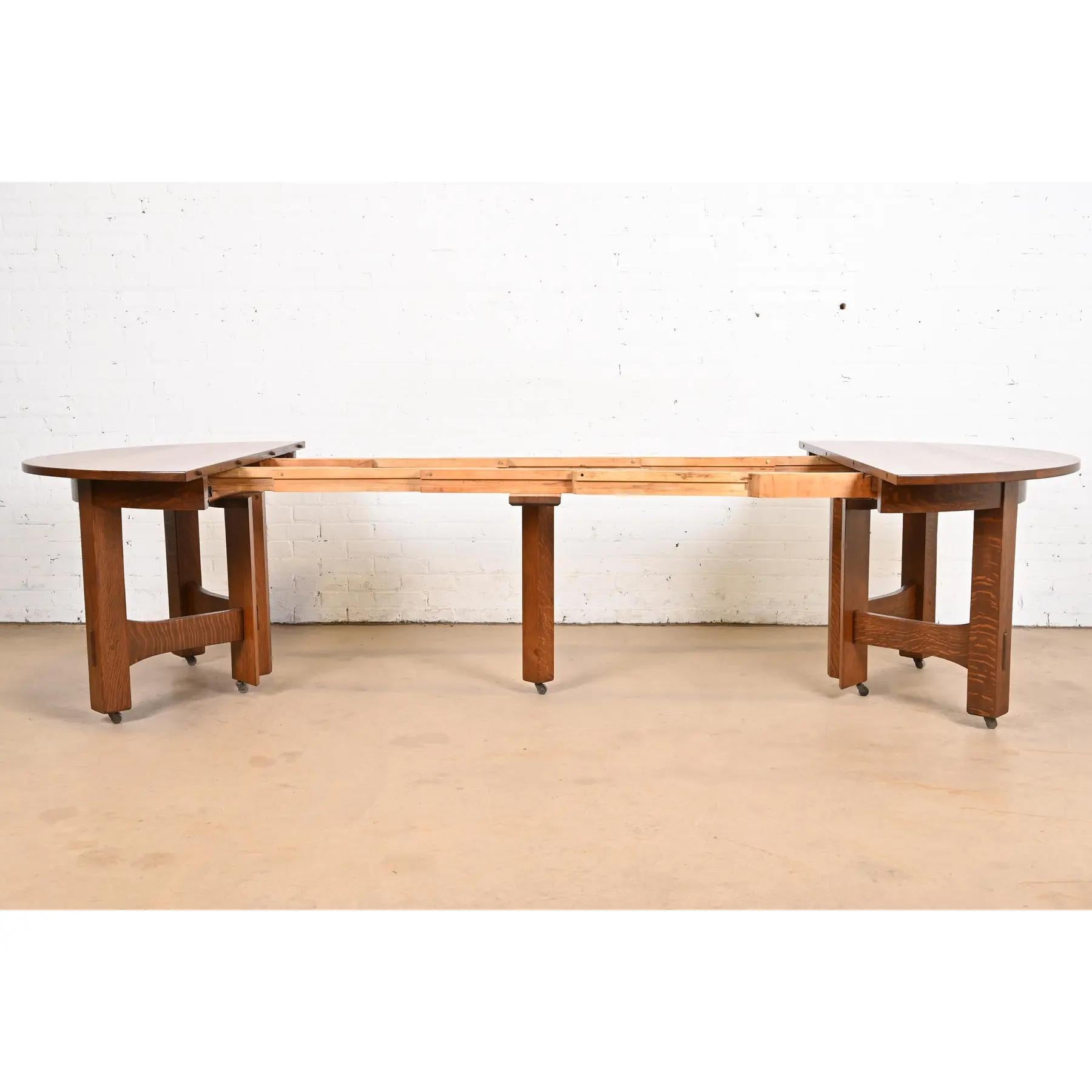 Gustav Stickley Antiker Missions-Esstisch aus Eiche im Arts & Crafts-Stil (amerikanisch) im Angebot