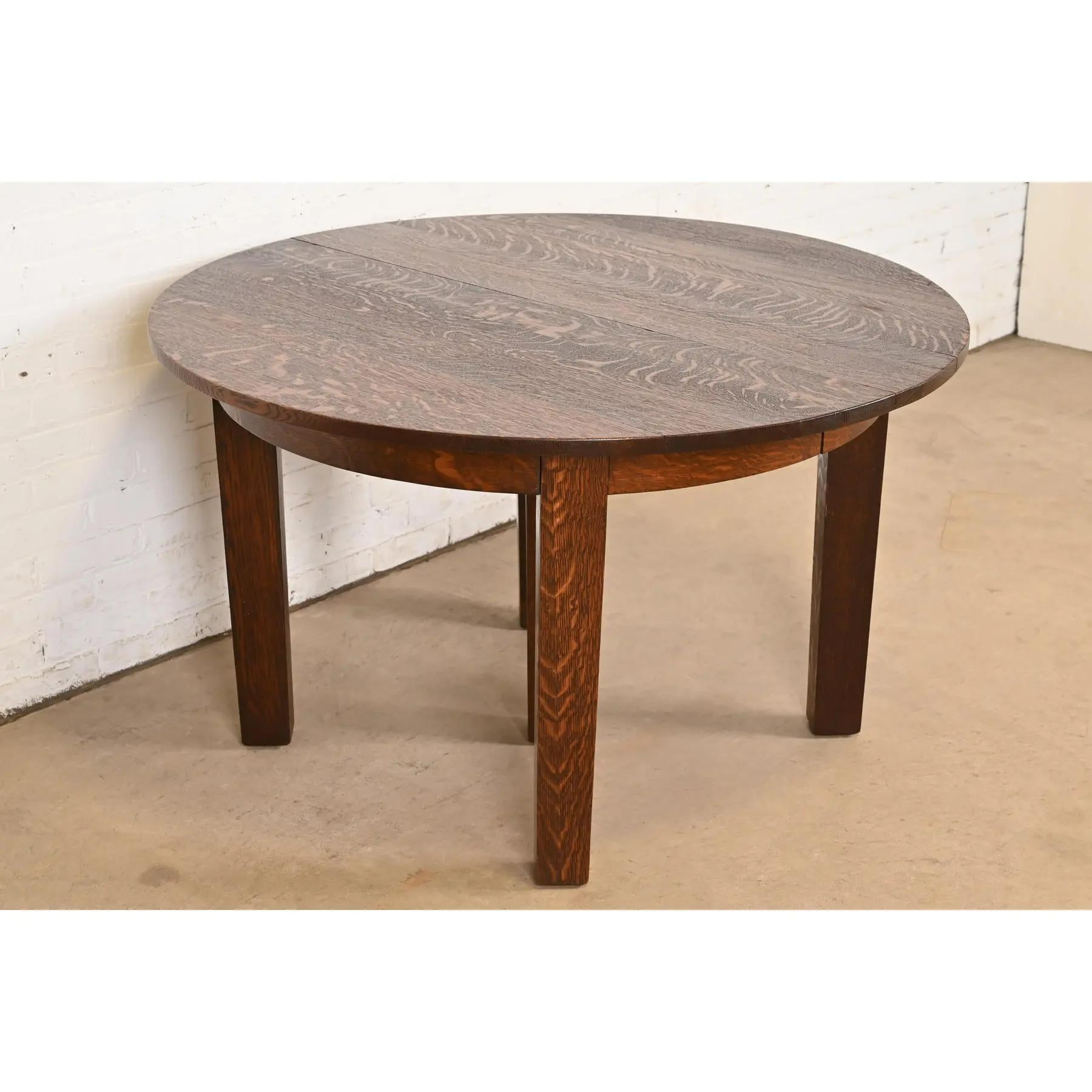 Americano Tavolo da pranzo allungabile in quercia Mission Arts & Crafts di Gustav Stickley in vendita