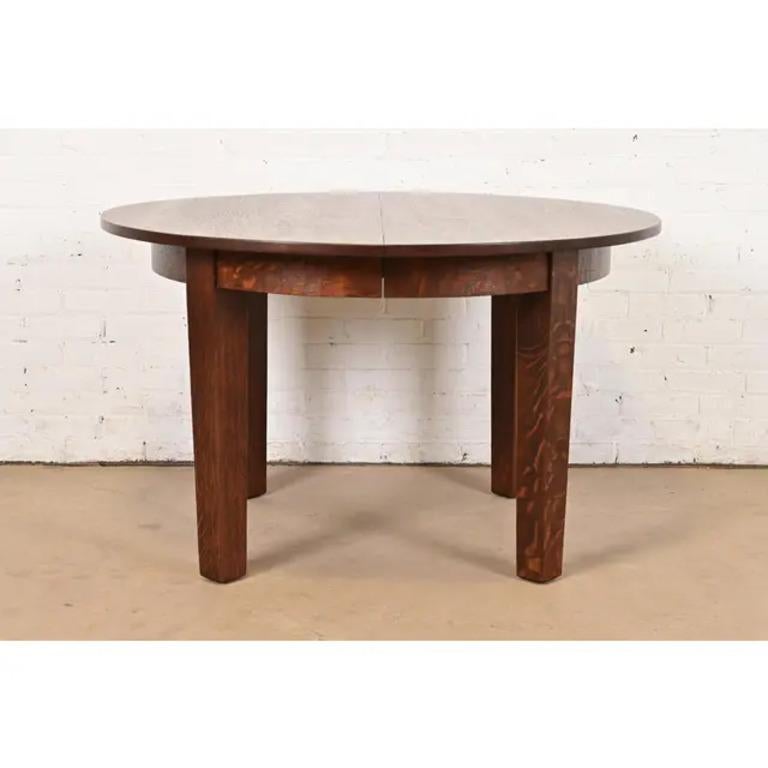 Américain Gustav Stickley Antique Mission Oak Arts & Crafts Table à manger à rallonge en vente
