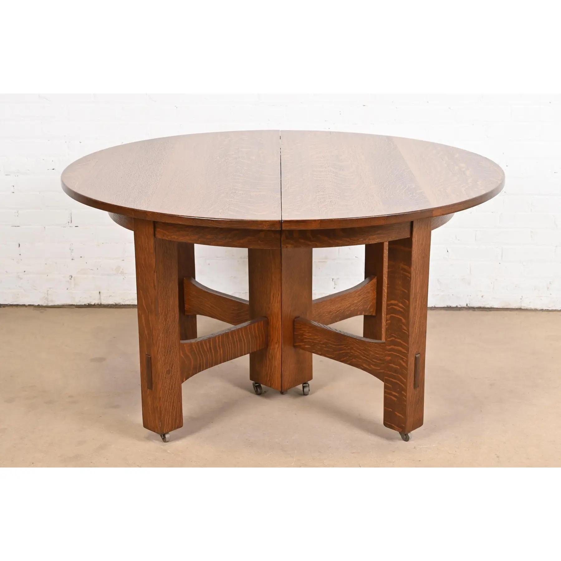 Gustav Stickley Antiker Missions-Esstisch aus Eiche im Arts & Crafts-Stil im Zustand „Gut“ im Angebot in South Bend, IN