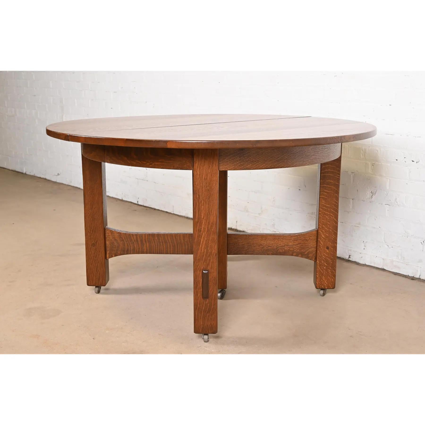 Gustav Stickley Antiker Missions-Esstisch aus Eiche im Arts & Crafts-Stil im Angebot 1