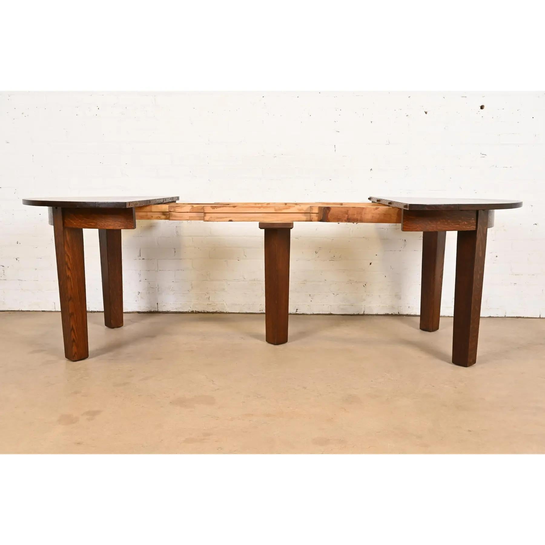 Tavolo da pranzo allungabile in quercia Mission Arts & Crafts di Gustav Stickley in vendita 1