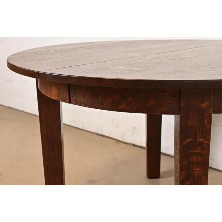 Gustav Stickley Antique Mission Oak Arts & Crafts Table à manger à rallonge en vente 1