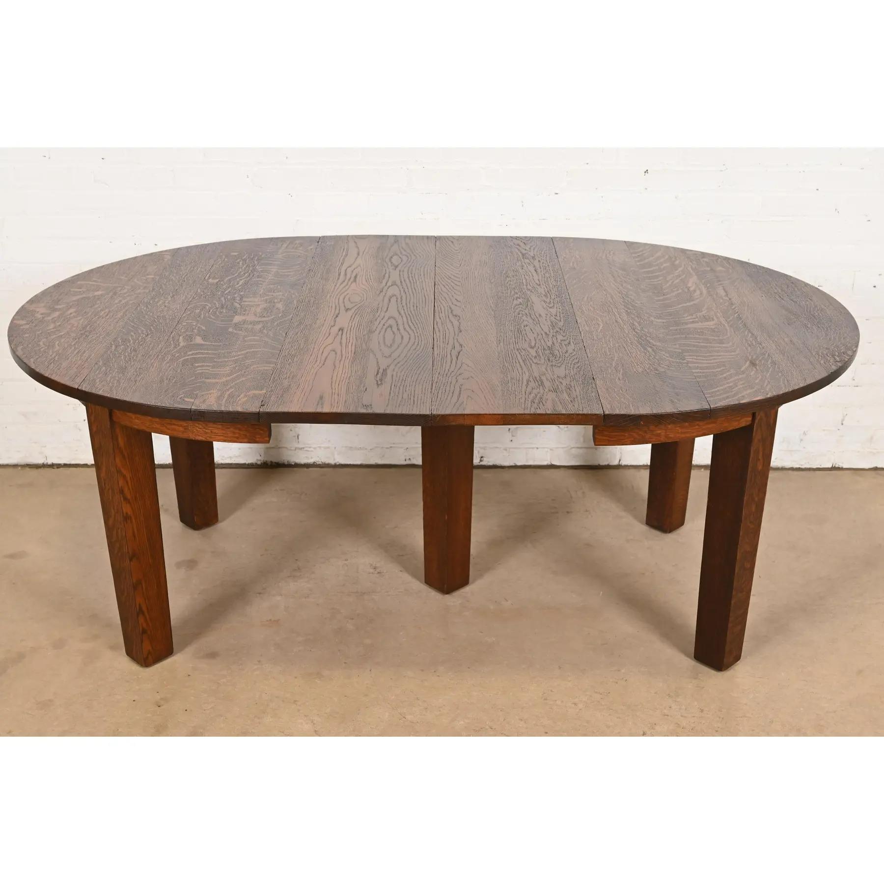 Tavolo da pranzo allungabile in quercia Mission Arts & Crafts di Gustav Stickley in vendita 2