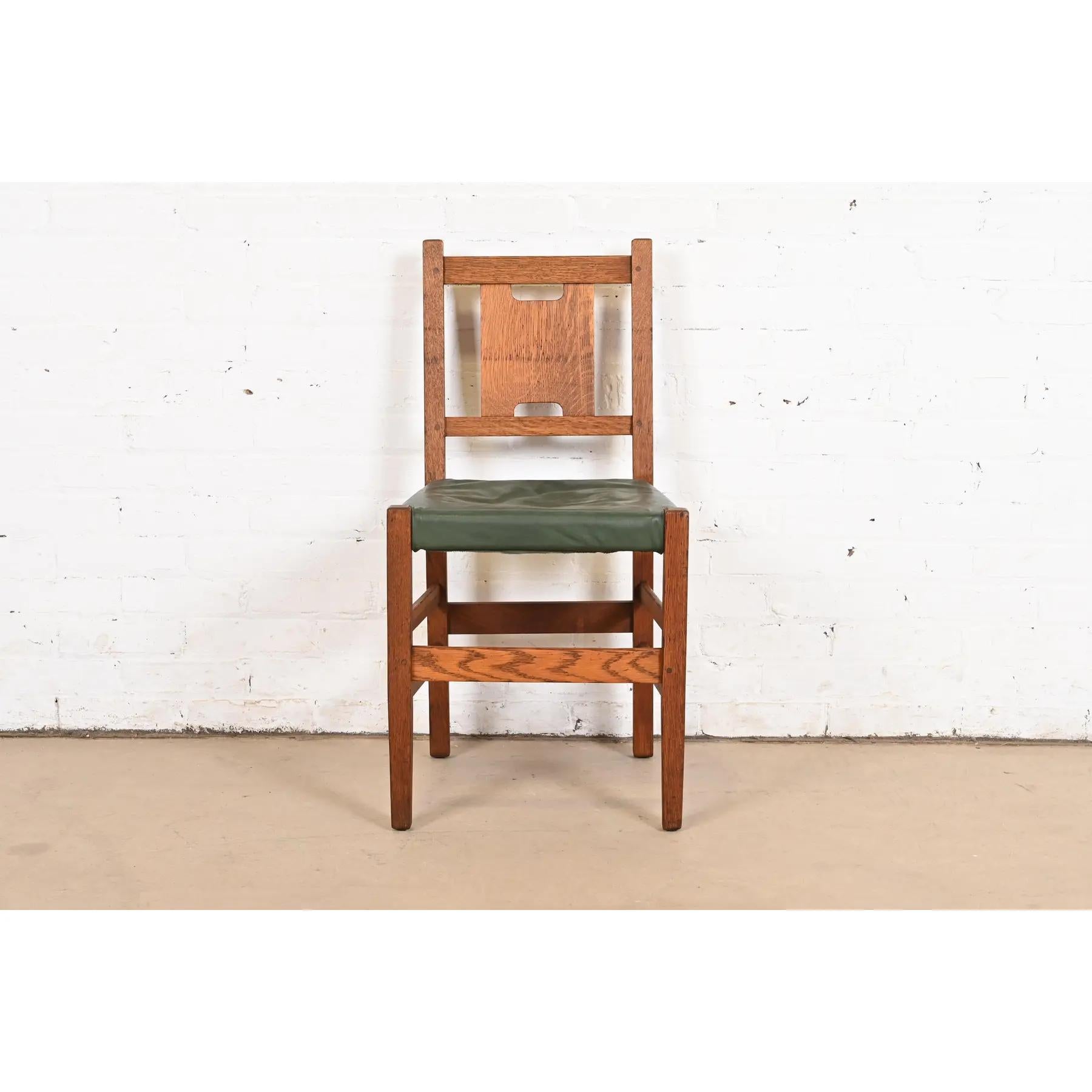 American Gustav Stickley Antique Mission Oak Arts & Crafts H-Back Desk or Side Chair