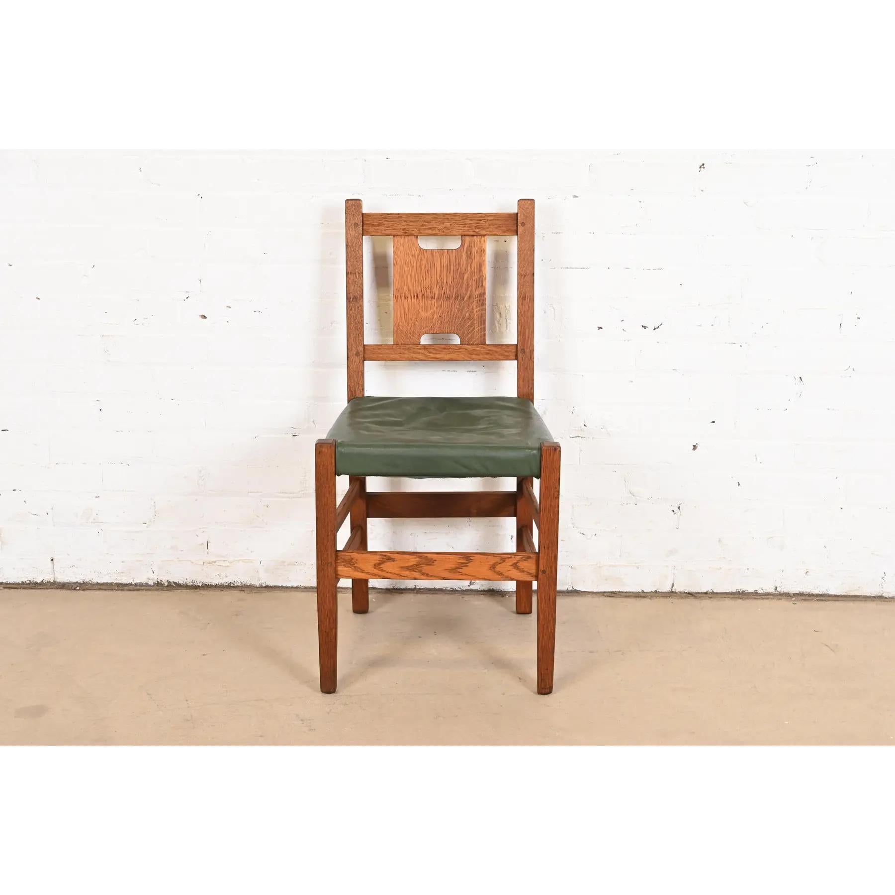 Gustav Stickley Antique Mission Oak Arts & Crafts H-Back Desk or Side Chair In Good Condition In South Bend, IN