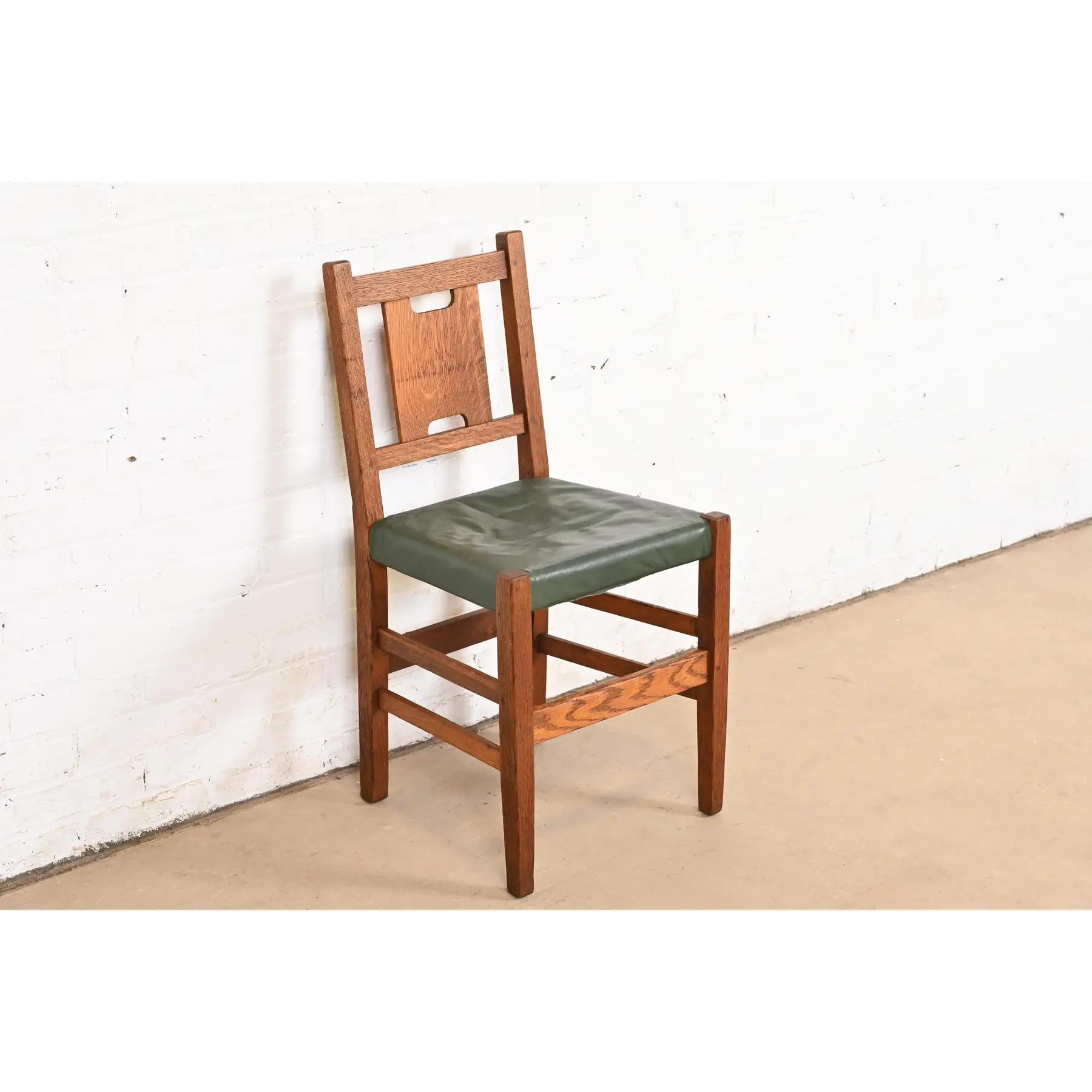 20th Century Gustav Stickley Antique Mission Oak Arts & Crafts H-Back Desk or Side Chair