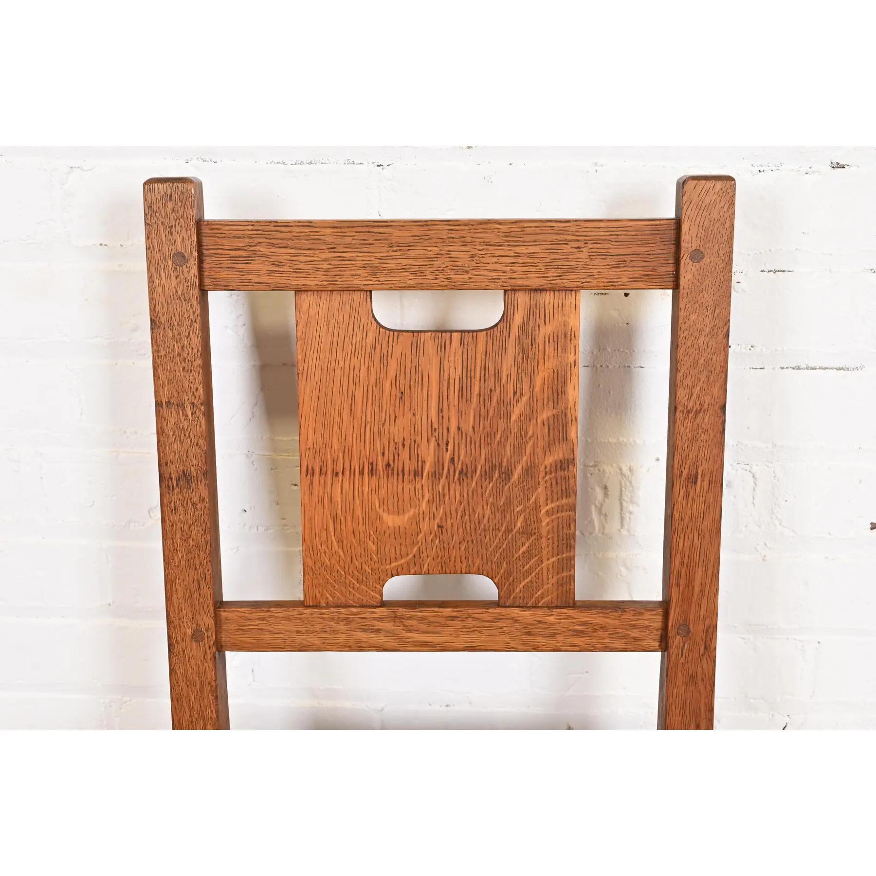 Leather Gustav Stickley Antique Mission Oak Arts & Crafts H-Back Desk or Side Chair