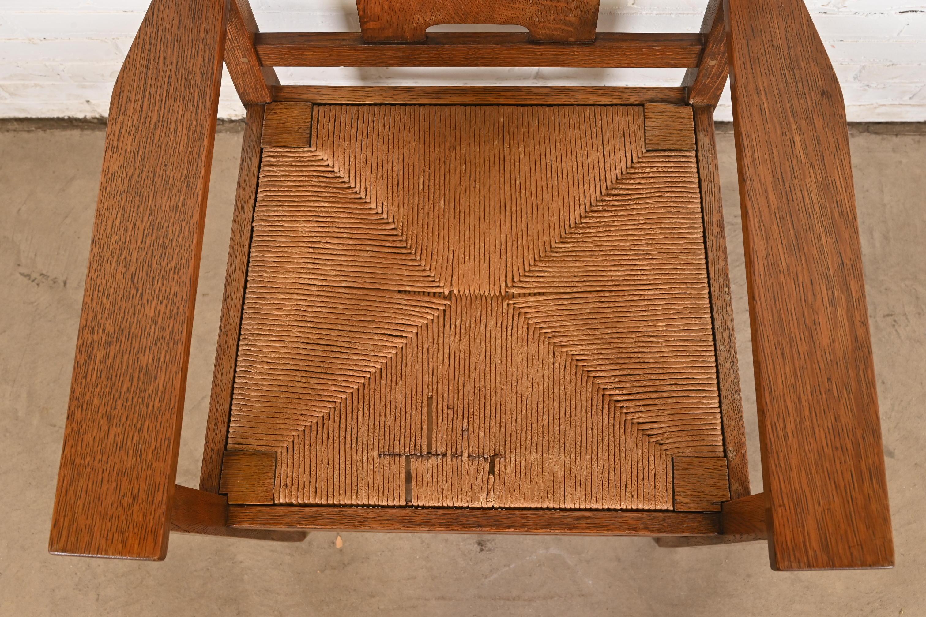 Gustav Stickley Antike Mission Arts & Crafts Eiche H-Rücken Esszimmerstühle im Angebot 4