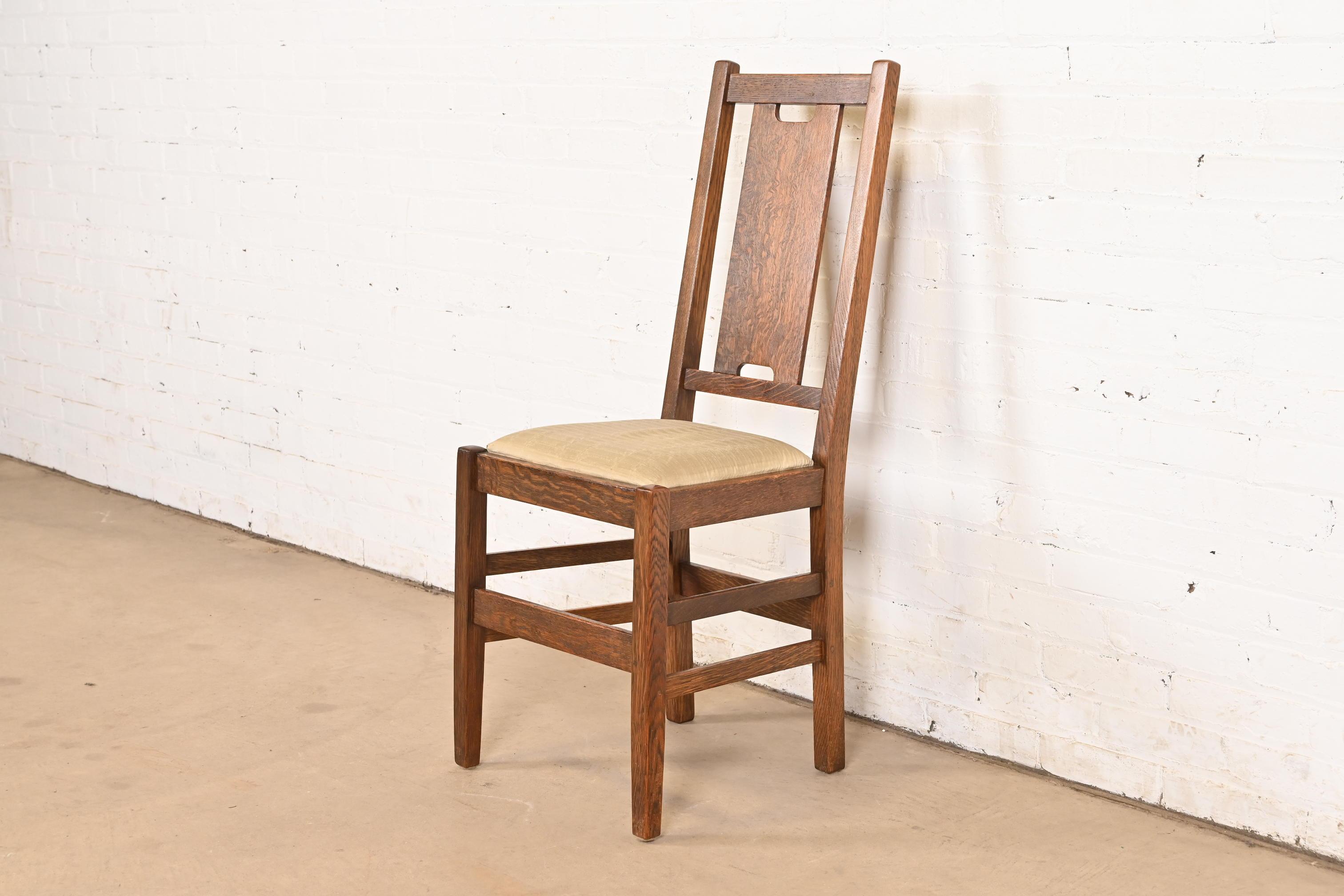 Gustav Stickley Antike Mission Arts & Crafts Eiche H-Rücken Esszimmerstühle im Angebot 1