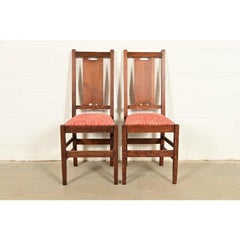 Gustav Stickley Antique Mission Oak Arts & Crafts H-Back Side Chairs, Pair