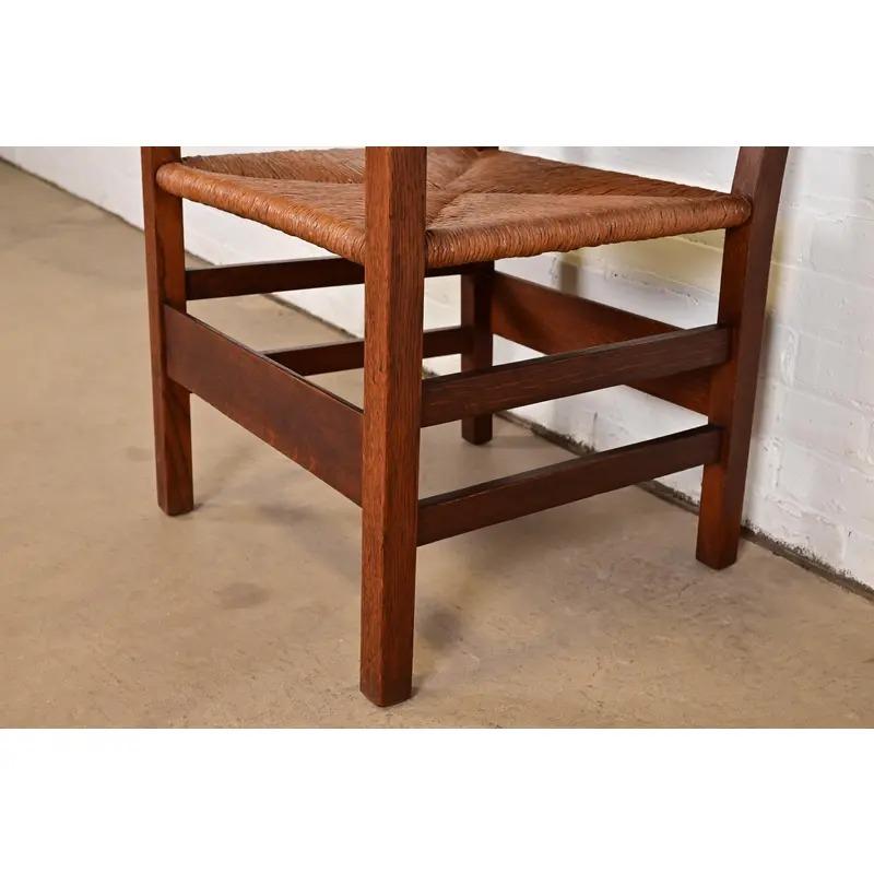 Gustav Stickley Antike Mission Arts & Crafts Eiche Leiter Rückenlehne Sessel, Paar im Angebot 2