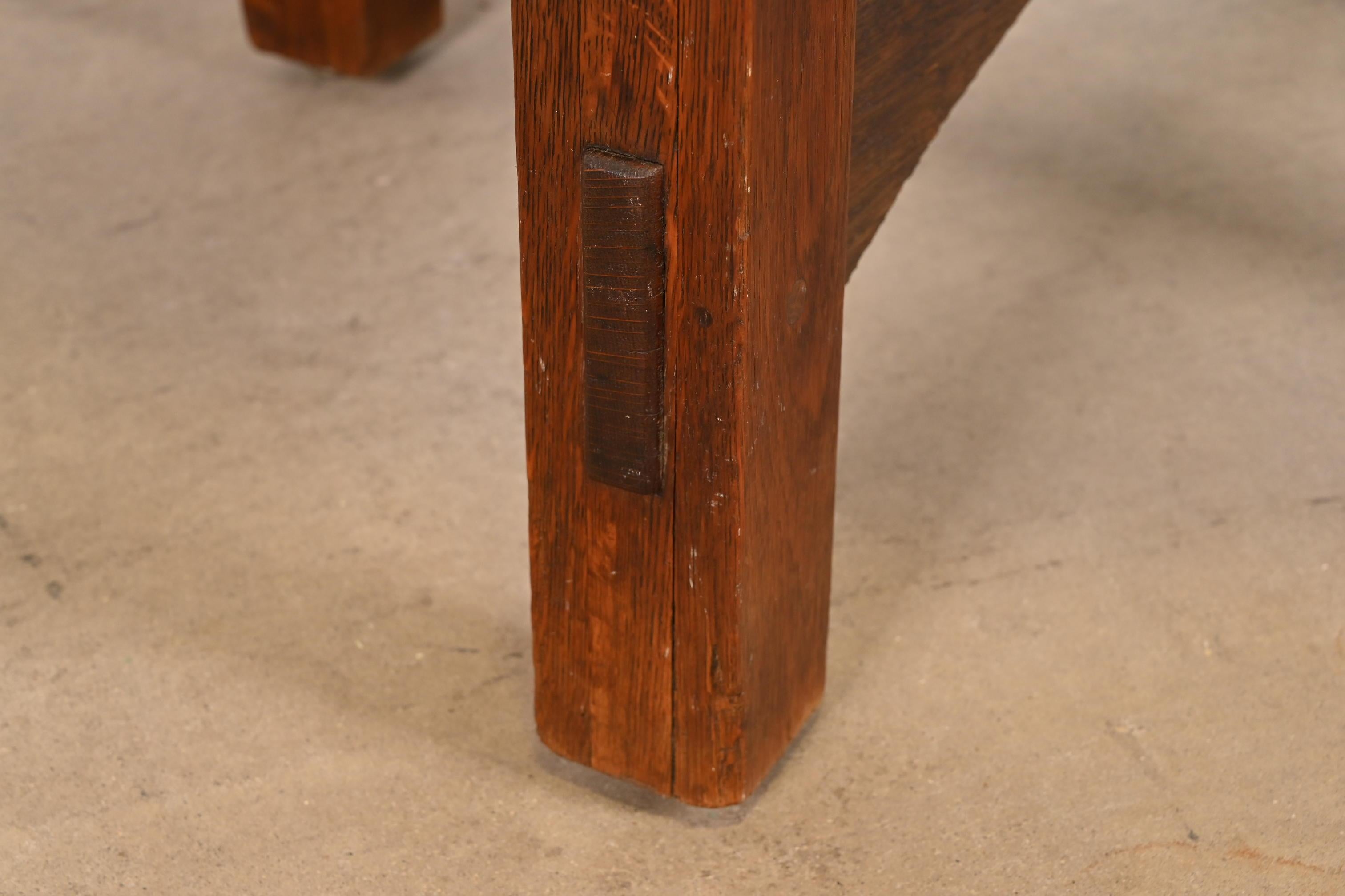 Gustav Stickley Antique Mission Oak Arts & Crafts Leather Top Center Table For Sale 5