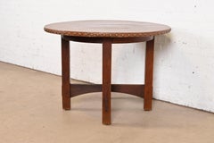 Gustav Stickley Antiker Missionstisch aus Eiche im Arts & Crafts-Stil mit Lederplatte