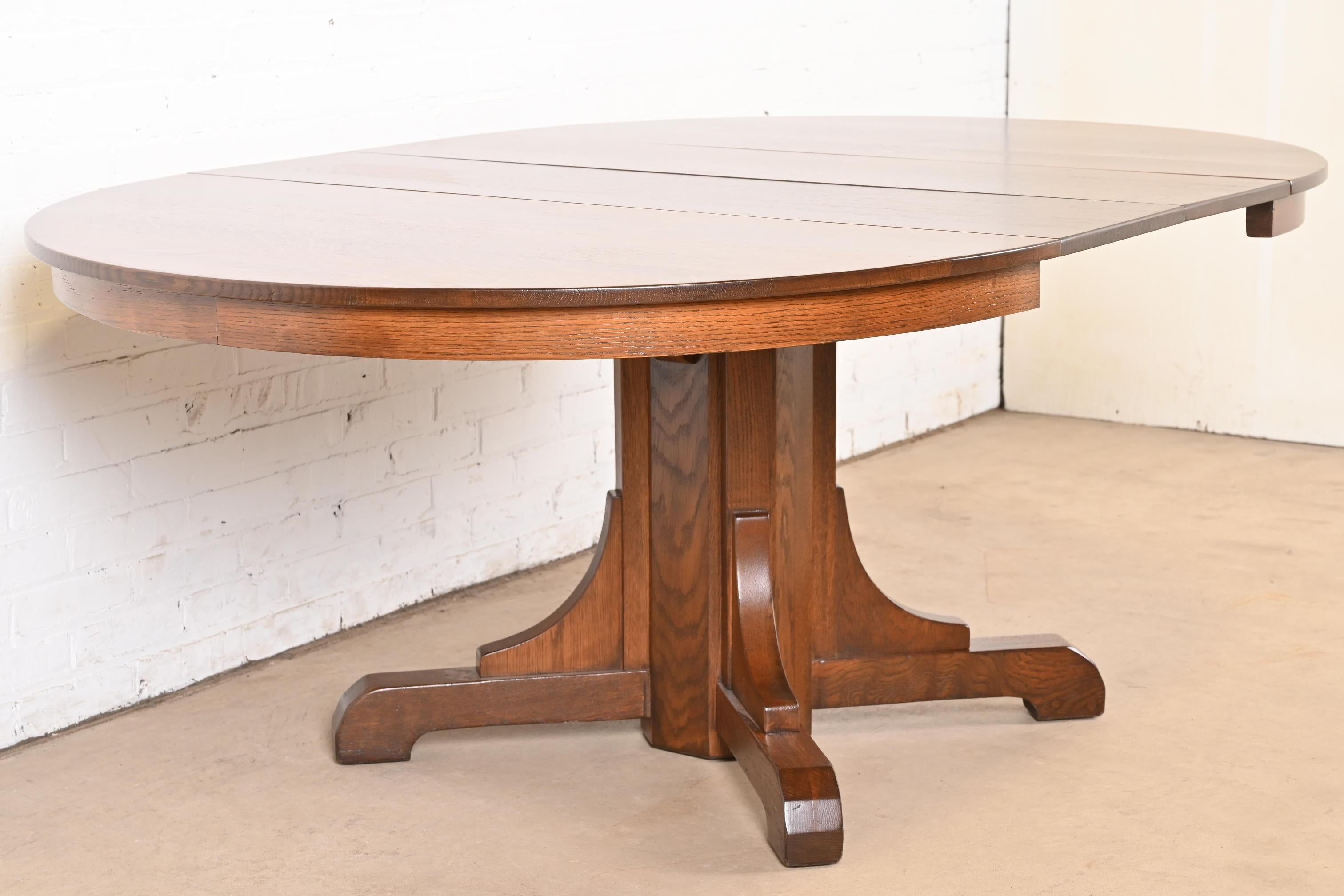 Gustav Stickley Antique Mission Oak Arts & Crafts Pedestal Dining Table 4
