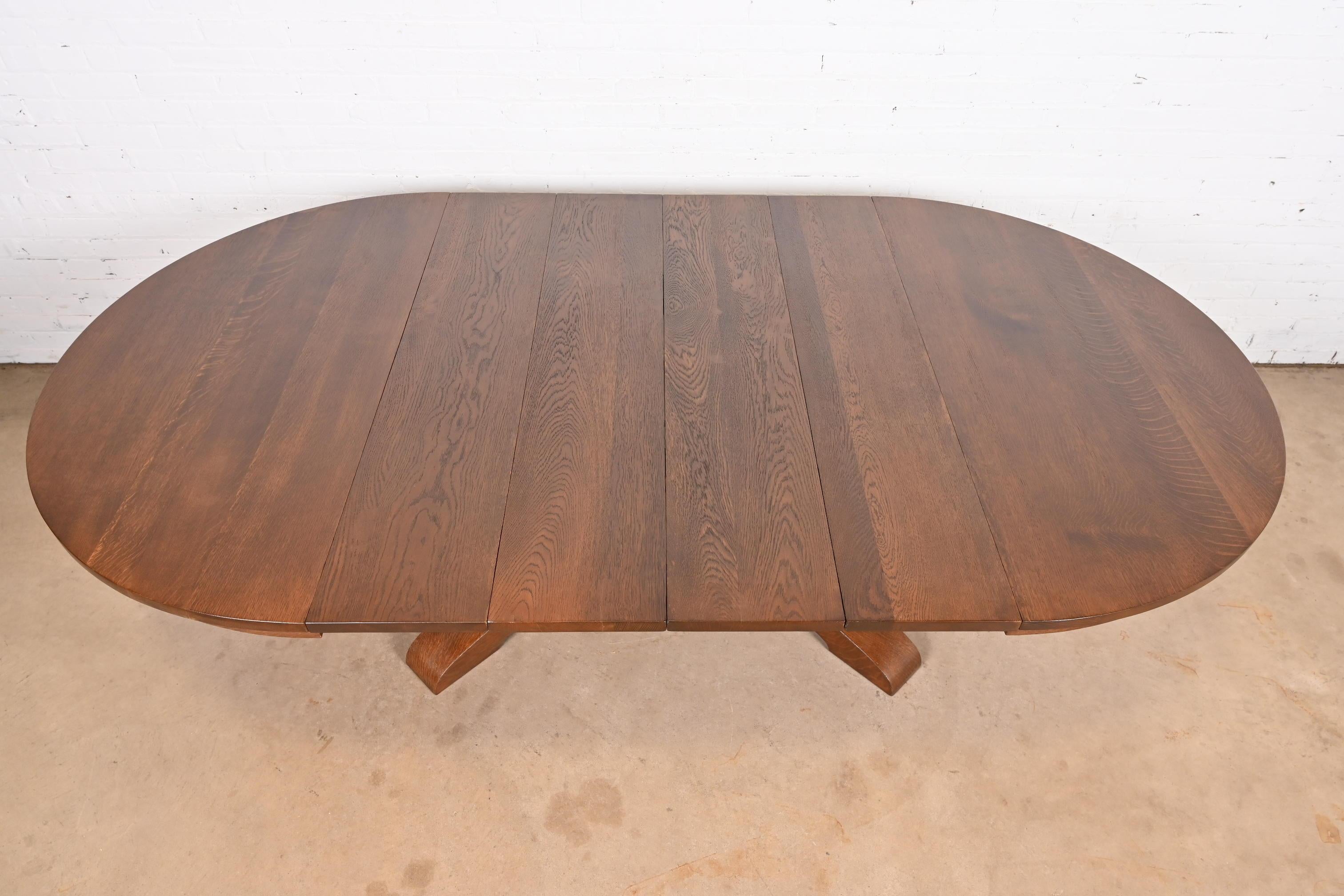 Gustav Stickley Antique Mission Oak Arts & Crafts Mesa de comedor con pedestal en venta 3