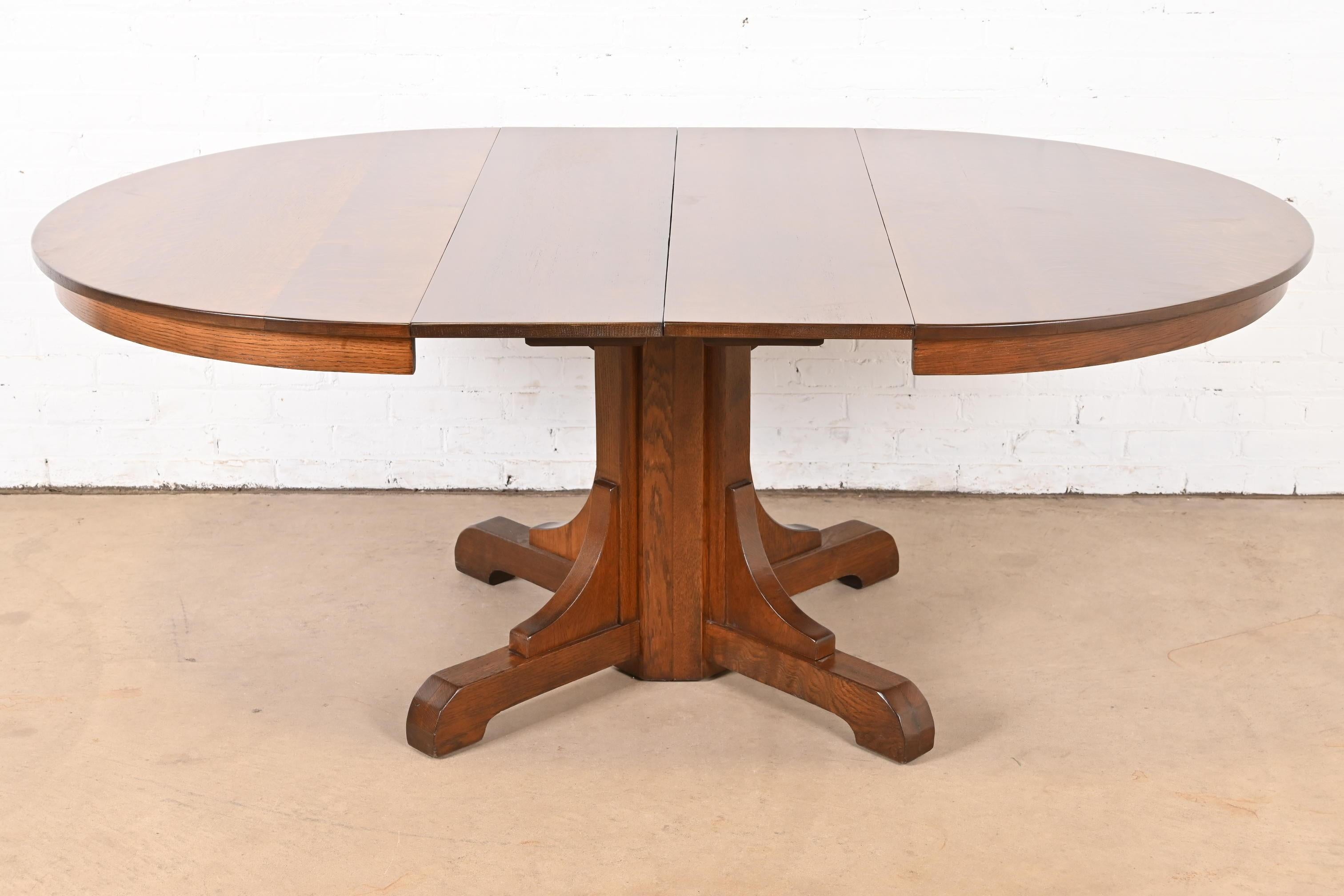 Gustav Stickley Antique Mission Oak Arts & Crafts Pedestal Dining Table 1
