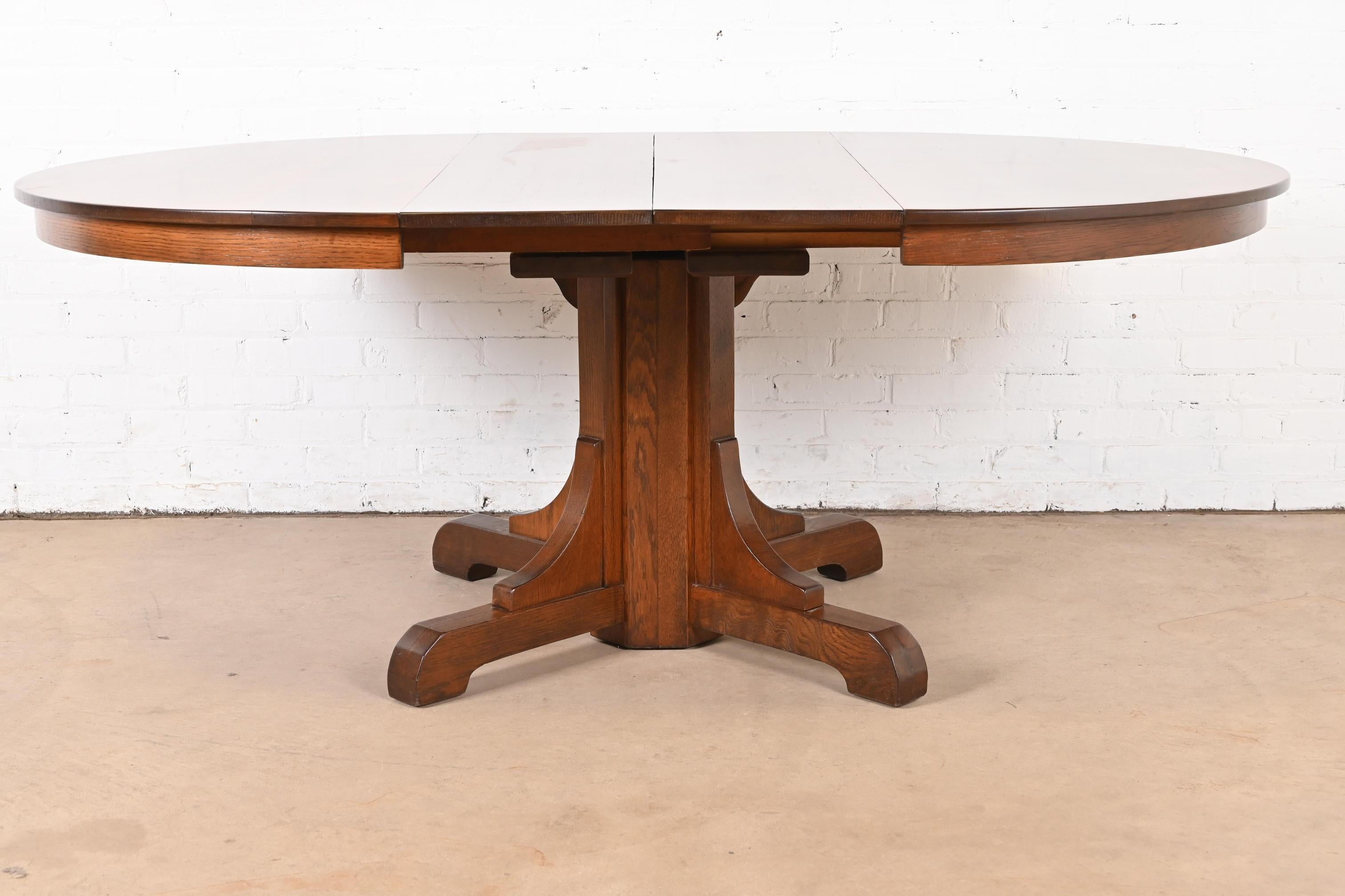 Gustav Stickley Antique Mission Oak Arts & Crafts Pedestal Dining Table 2