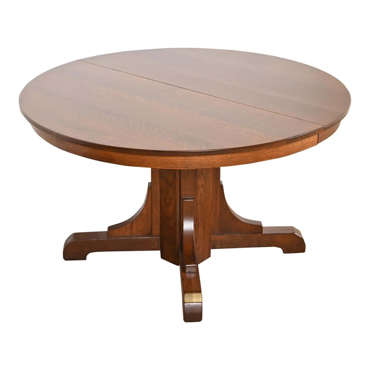 Gustav Stickley Antique Mission Oak Arts and Crafts Pedestal Dining ...