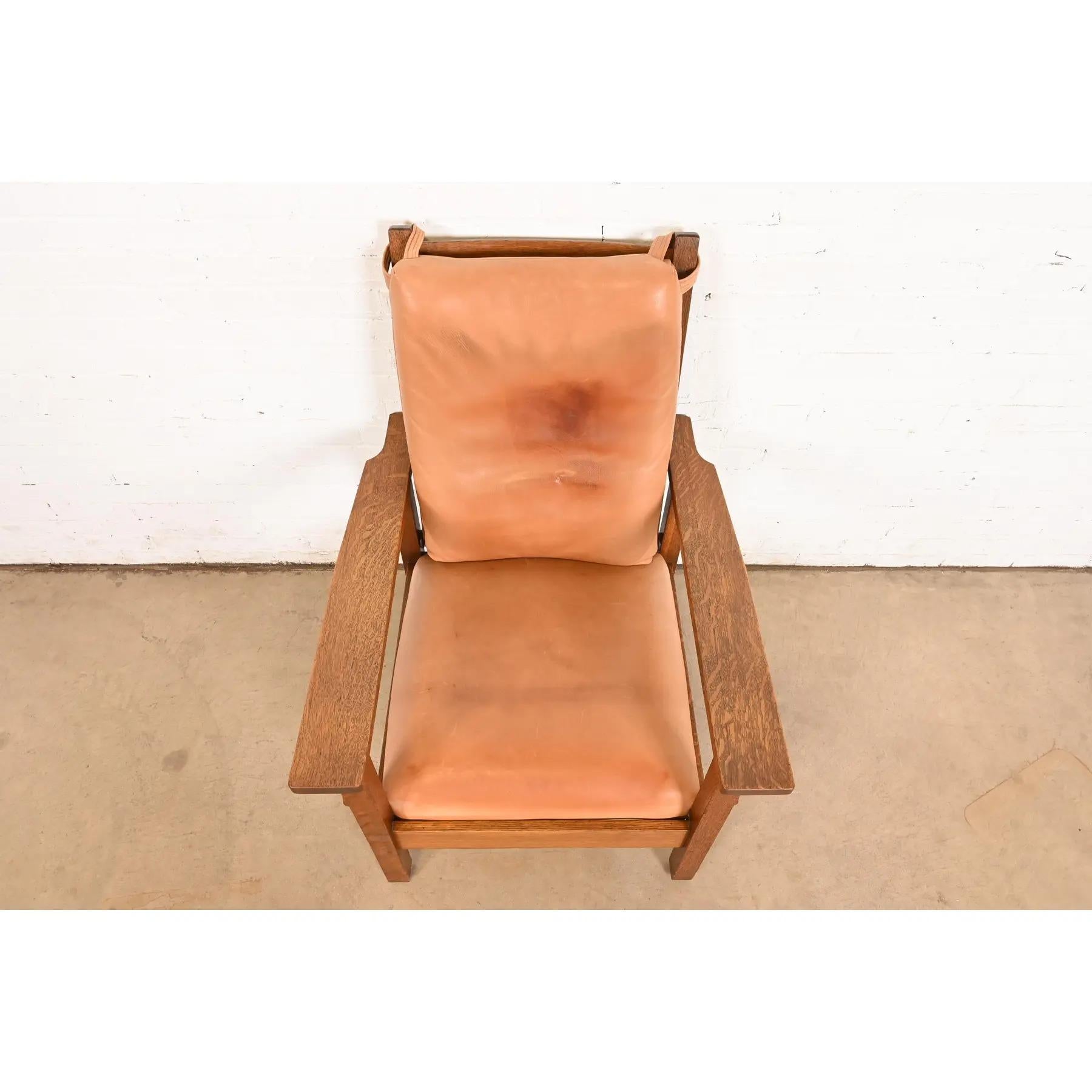 Gustav Stickley Antique Mission Oak Arts & Crafts Reclining Morris Lounge Chair (20. Jahrhundert) im Angebot