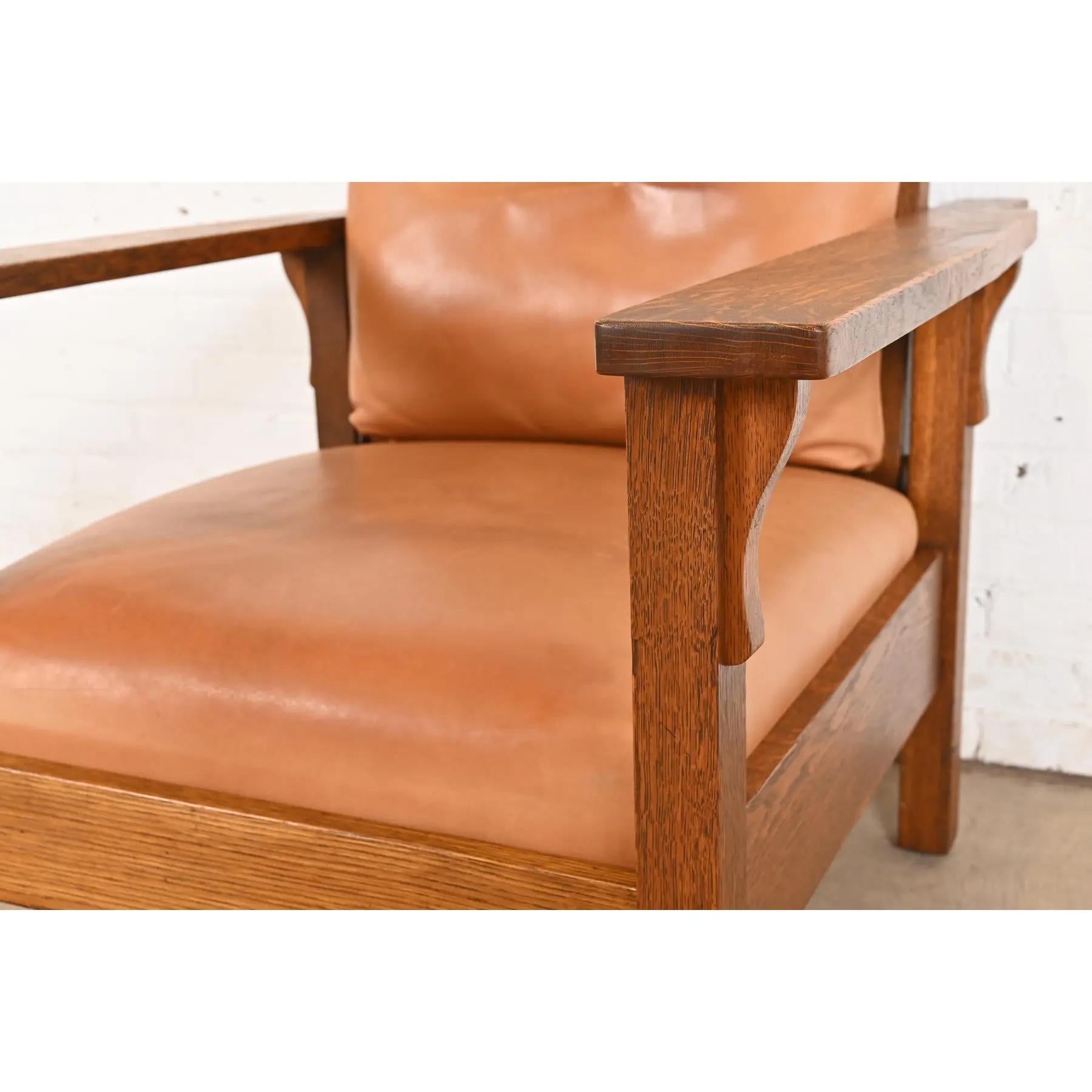 Gustav Stickley Antique Mission Oak Arts & Crafts Reclining Morris Lounge Chair im Angebot 1