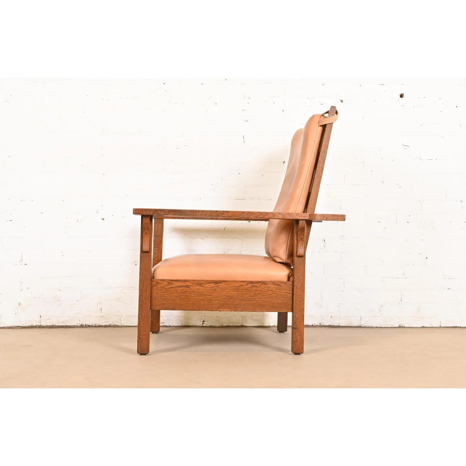 Gustav Stickley Antique Mission Oak Arts & Crafts Reclining Morris Lounge Chair im Angebot 2