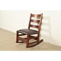 Chaise à bascule antique Mission Oak Arts & Crafts de Gustav Stickley, Circa 1910