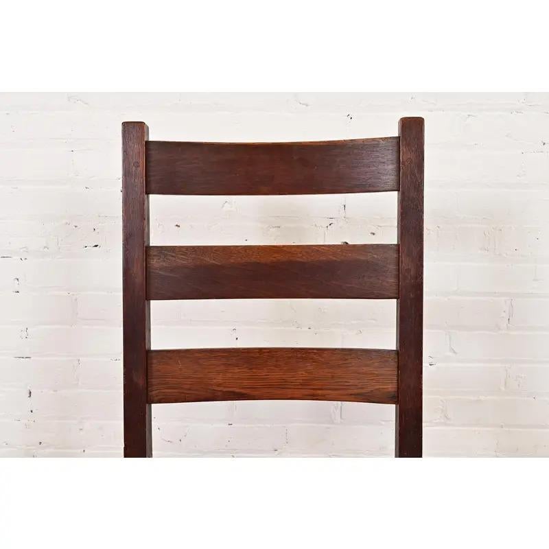 Rush Gustav Stickley Antique Mission Oak Arts & Crafts Rocking Chair, Circa 1910 For Sale