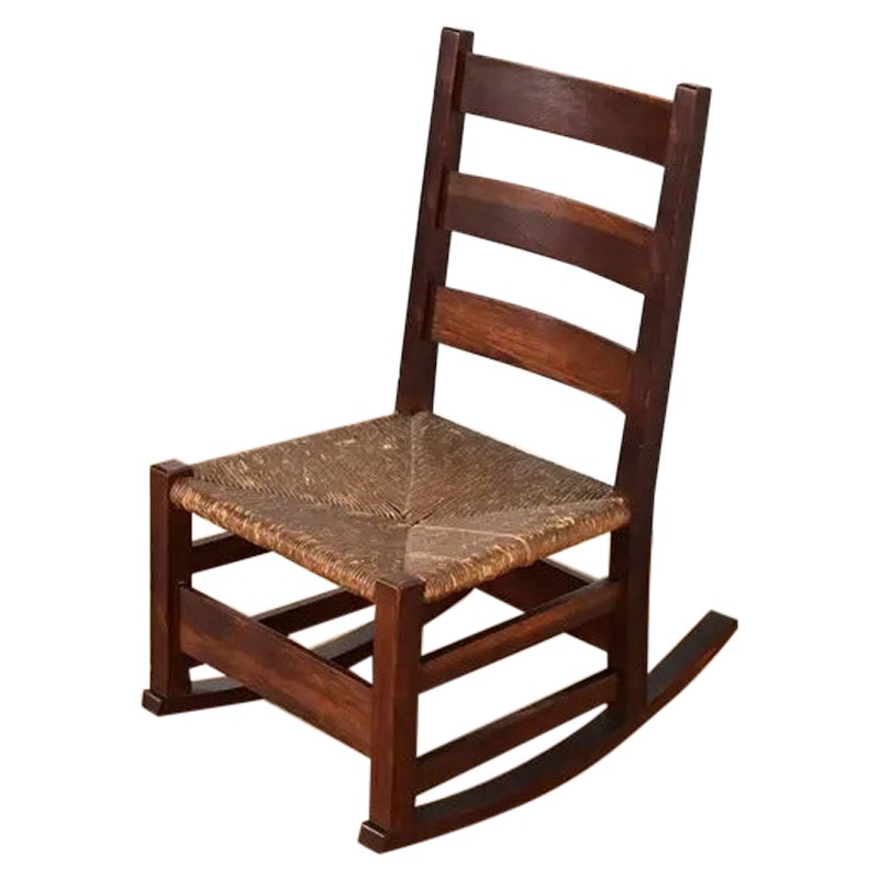 Gustav Stickley Antique Mission Oak Arts & Crafts Rocking Chair, Circa 1910 For Sale