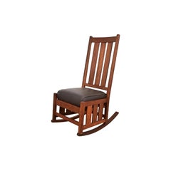 Gustav Stickley Antique Mission Oak Arts & Crafts Rocking Chair, Circa 1910