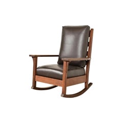 Chaise à bascule antique Mission Oak Arts & Crafts de Gustav Stickley, Circa 1910