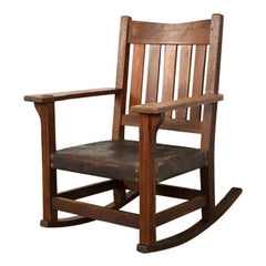Gustav Stickley Antique Mission Oak Arts & Crafts Rocking Chair, Circa 1910