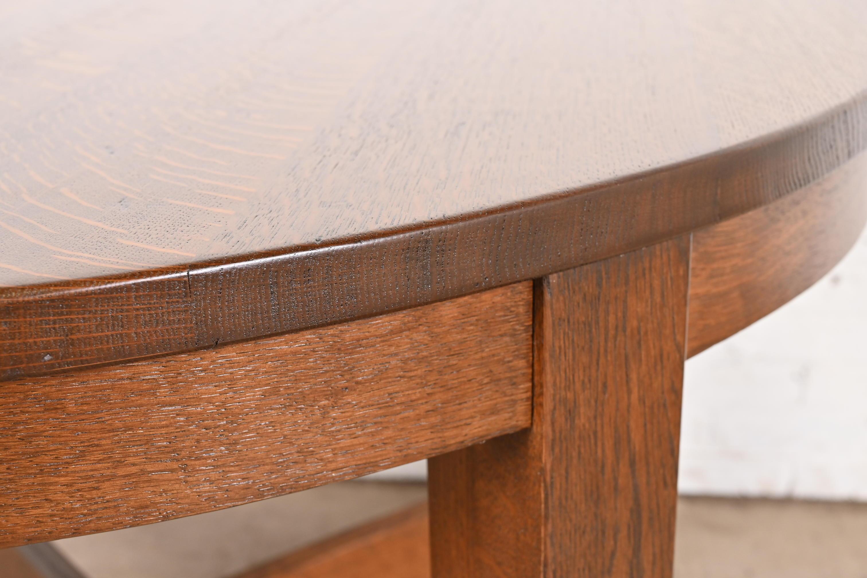 Gustav Stickley Antique Mission Oak Arts & Crafts Round Dining Table, Restored 4