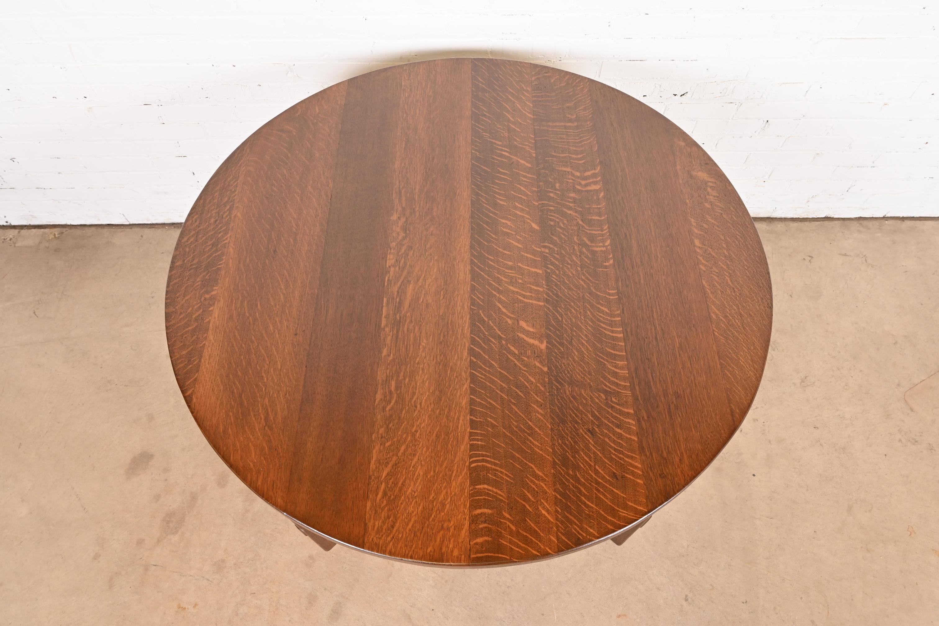 Gustav Stickley Antique Mission Oak Arts & Crafts Round Dining Table, Restored 1